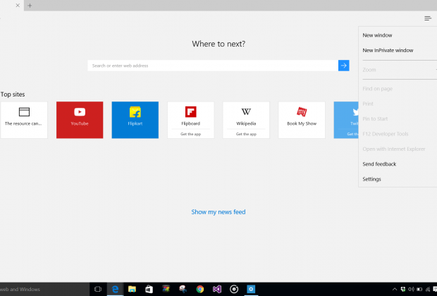 Open Edge Browser in Windows 10