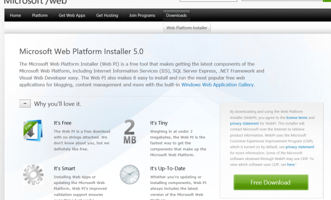 Download Microsoft Web Platform Installer