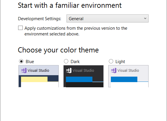 Selecting_theme_in_Visual_Studio_2017